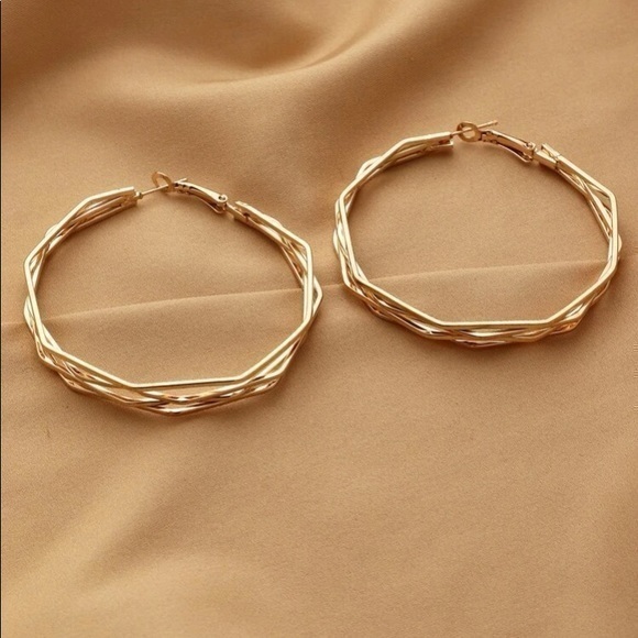 Tangle Hoop Earrings Layered Golden - Picture 7 of 9